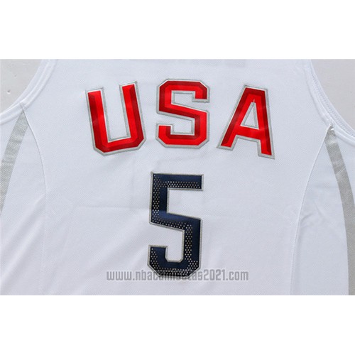 Camiseta USA 2016 Kevin Durant #5 Blanco